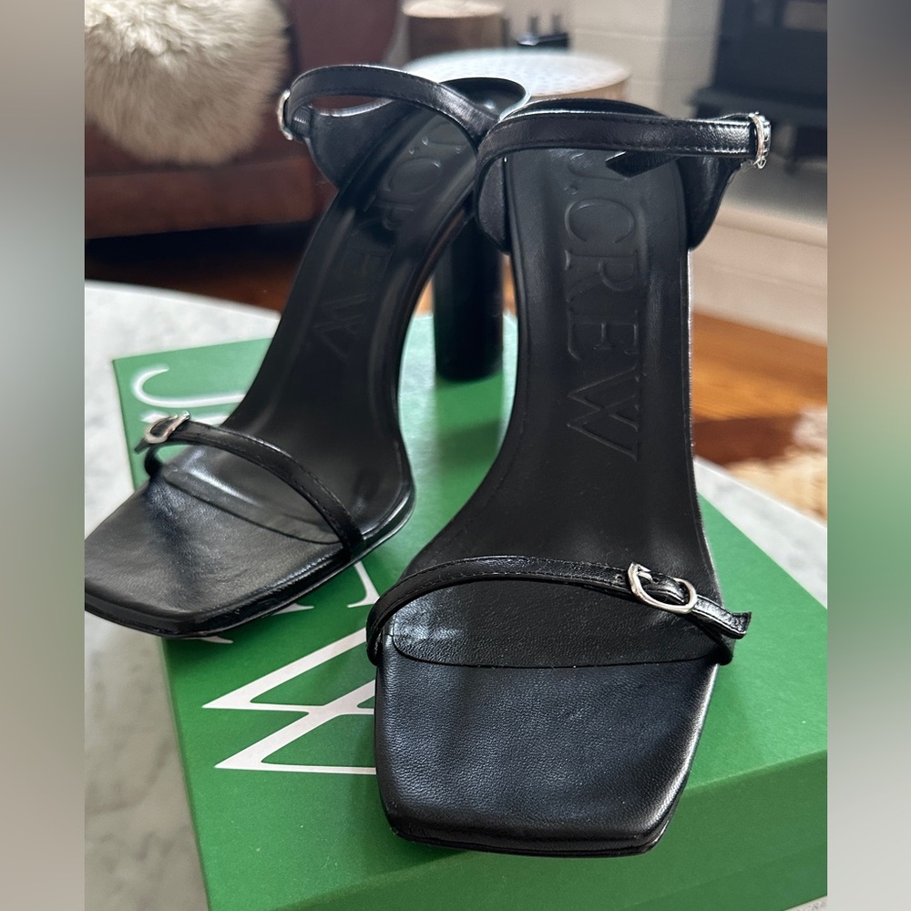 NWT J.Crew Leather Two Strap Heel!